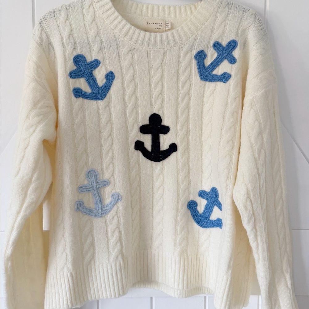 Women's Cream Sweater with Anchor Design